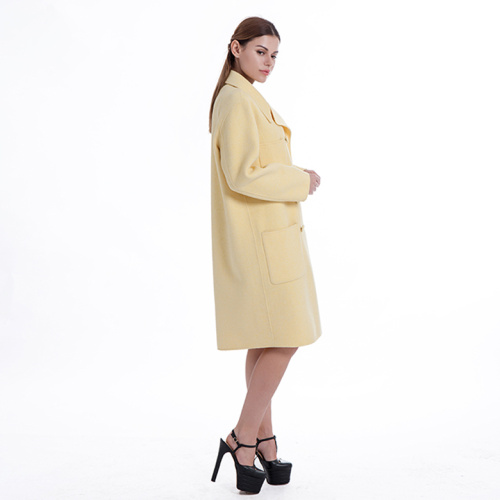 Soprabito misto cashmere doppio petto giallo