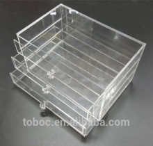 Wholesale clear 3 drawer storage acrylic makeup organizer, acrylic cosmetic organizer display, drawer box