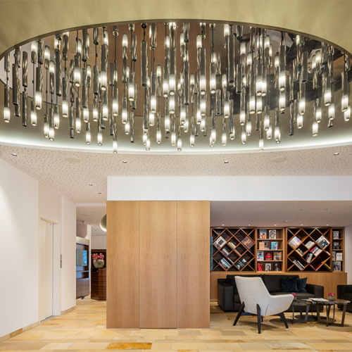 Gallery lobby green crystal glass clear chandelier