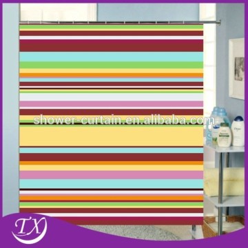 New Design Printing Rainbow Stripe Polyester Fabric Shower Curtain