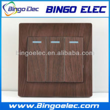 3gang wooden color wall lighting switch