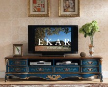 6 Carved 2 Dvd Drawer Tv Stand Blue Cabinet Color Yes Wide Flat Tv Screen Support Used Tv Stand