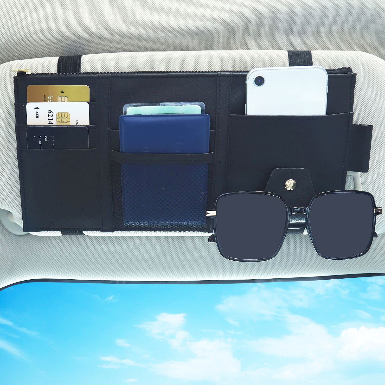 Organizzatore per visiera per auto Accessori automatici Document Porta del documento Case PU Leather Registrazione per auto e custodia per lo stoccaggio assicurativo