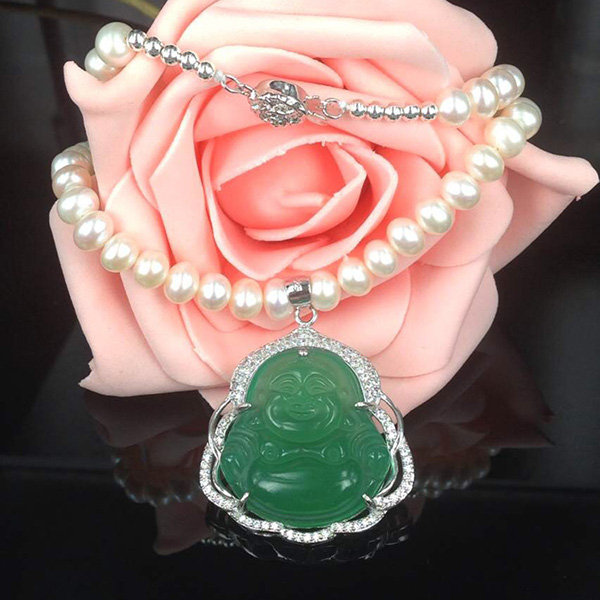 Jade Pendant Real Pearl Necklace Jewelry