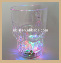 Clear Plastic Skull Flashing Led Beer Mug Light Up Barware Drink Cup