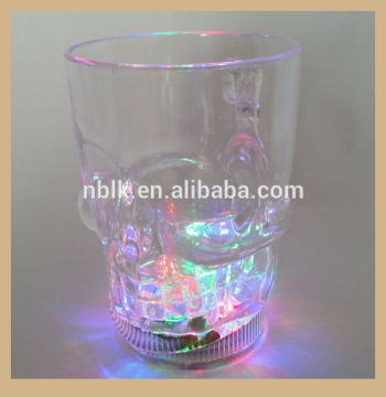 Clear Plastic Skull Flashing Led Beer Mug Light Up Barware Drink Cup