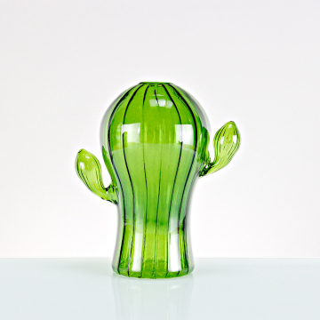 Green glass cactus vase