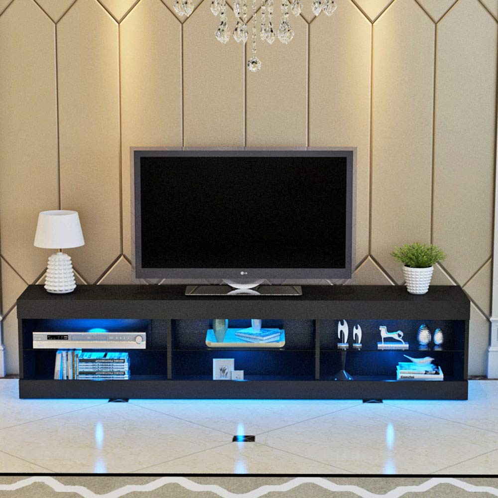 Glass Shelf TV Stand Wooden Living room 