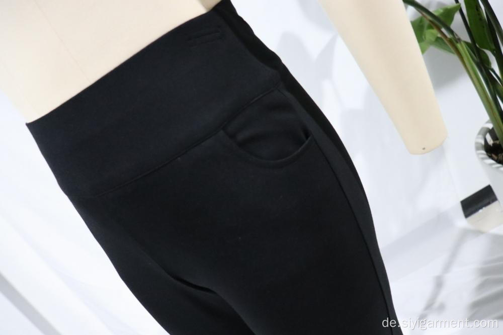 Schwarze schmale Stretchhose für Damen