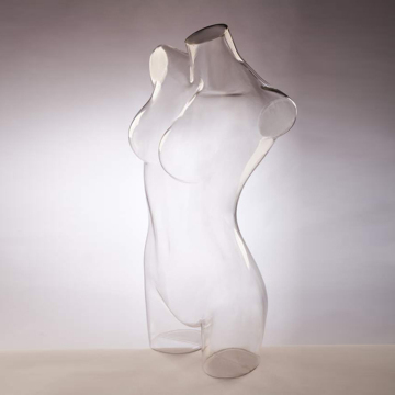 clear plastic torso female 3/4 form for underwear display