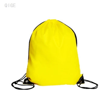 Black Drawstring Polyester Sport Bags with Nylon and Silk Printing