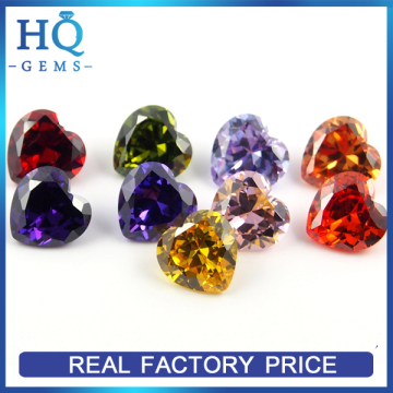 Colors machine cut cubic zirconia heart cubic zirconia