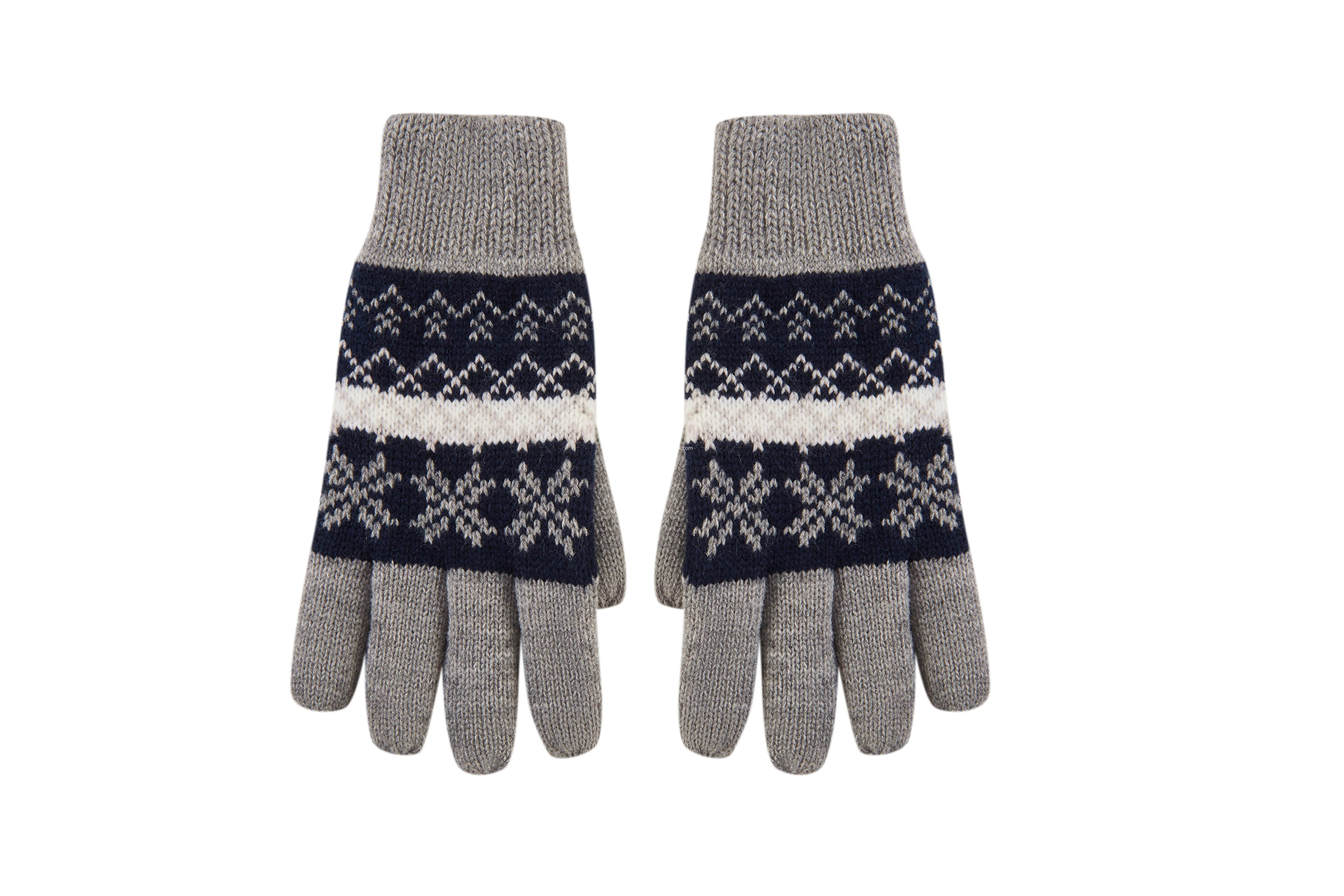 Boy's Knitted Snowflake Jacquard Print Full Fingers Gloves
