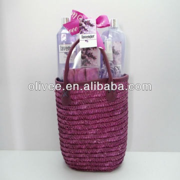 lavender wheat basket bath soap set