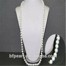 White 10mm Shell Pearl Long Sweater Necklace