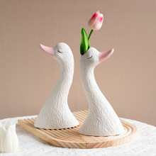 Cute Nordic Modern White Swan Ceramic Vase