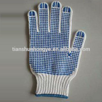 seamless Cotton knitted PVC dotted working glove