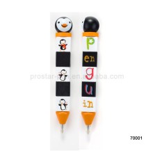 wooden craft ballpen with penguin style as building block