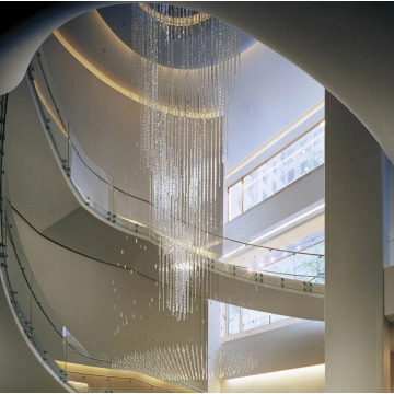 Large glass chandelier for hotel stair