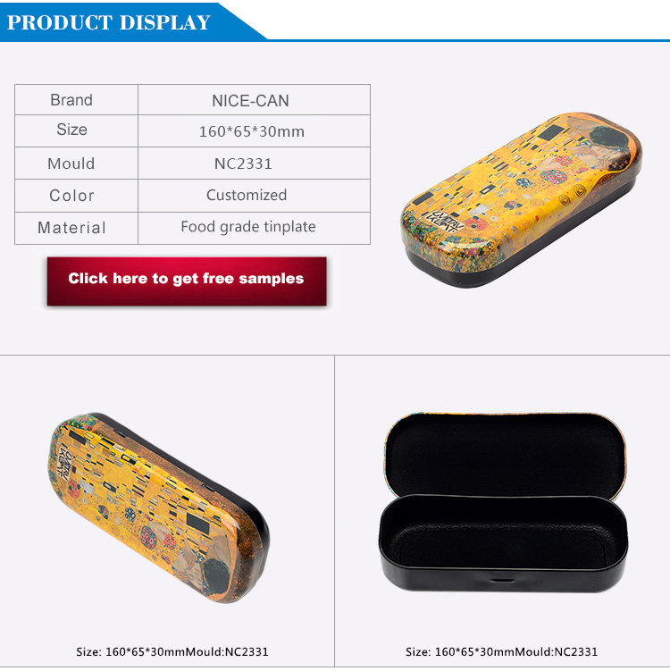 Custom printed color metal pencil case school kids empty tin pencil box