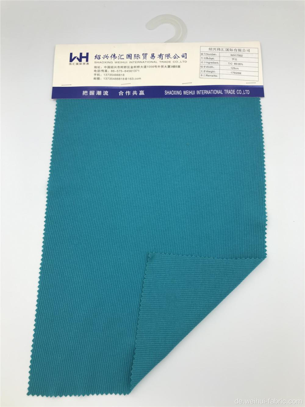 Hochwertiges Gewicht 175GSM T / C Ribbing Blue Fabrics