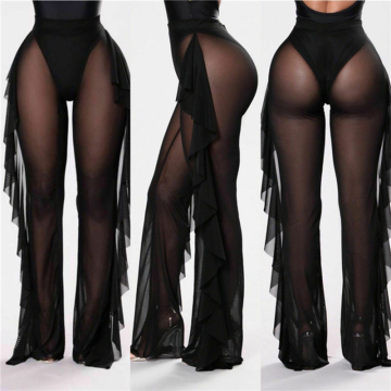 Women's Sheer Mesh Ruffle Pants