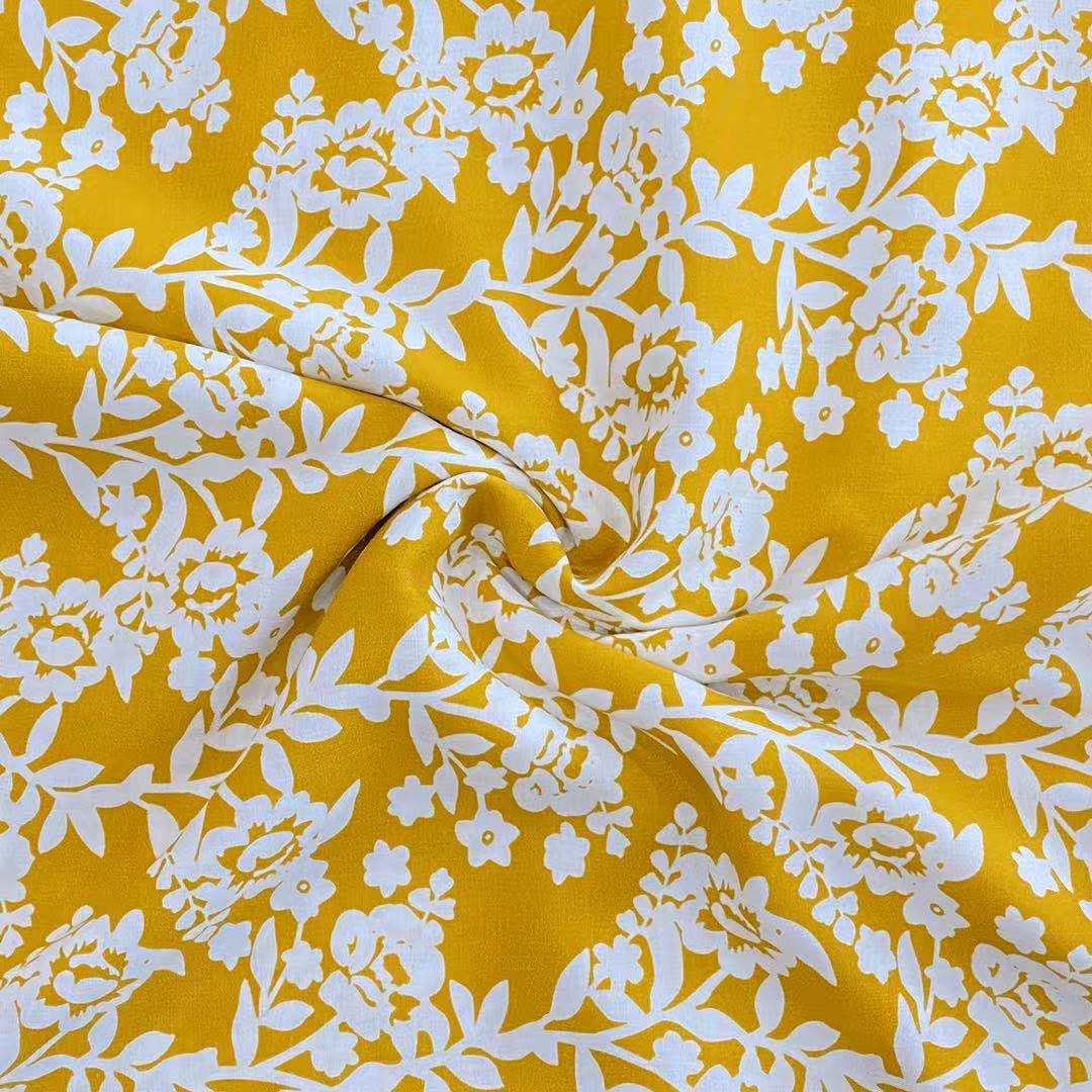 Beliebte beliebte 45er -Gewebkleidungsstücke 100% Rayon Blumenblume gedruckte Grenzgewebe