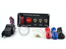 Racing Car Engine Start Push LED Button Toggle Ignition Switch Carbon Fiber Panel