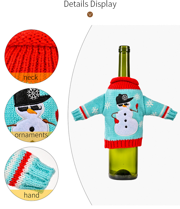 New Product Red Wine Bottle Bag Christmas Decoration Christmas Knitted Clothes Wine Set Table Setting Supplies