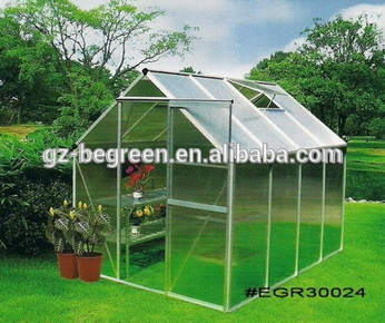 One Pitch Aluminum Frame Greenhouse Polycarbonate Hobby Green House