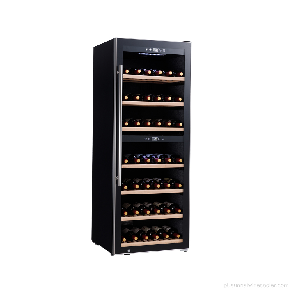 126 garrafas compressor de aço inoxidável refrigerador de vinho