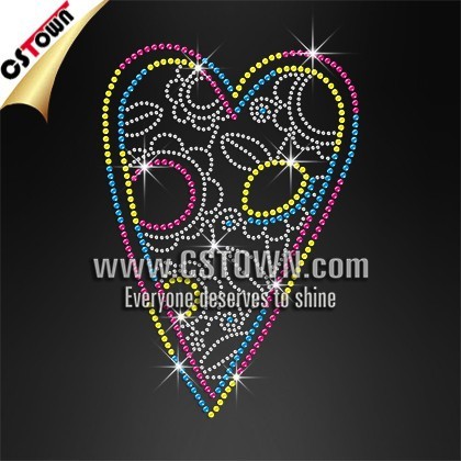 High quality heart hotfix rhinestone transfer wholesale for clothes