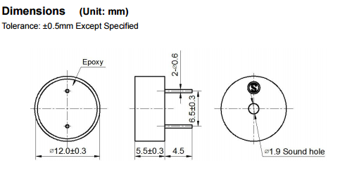 12mm piezo buzzer