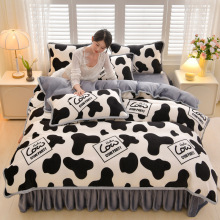 Cute Cartoon Milk Velvet Winter Children Bedding Set