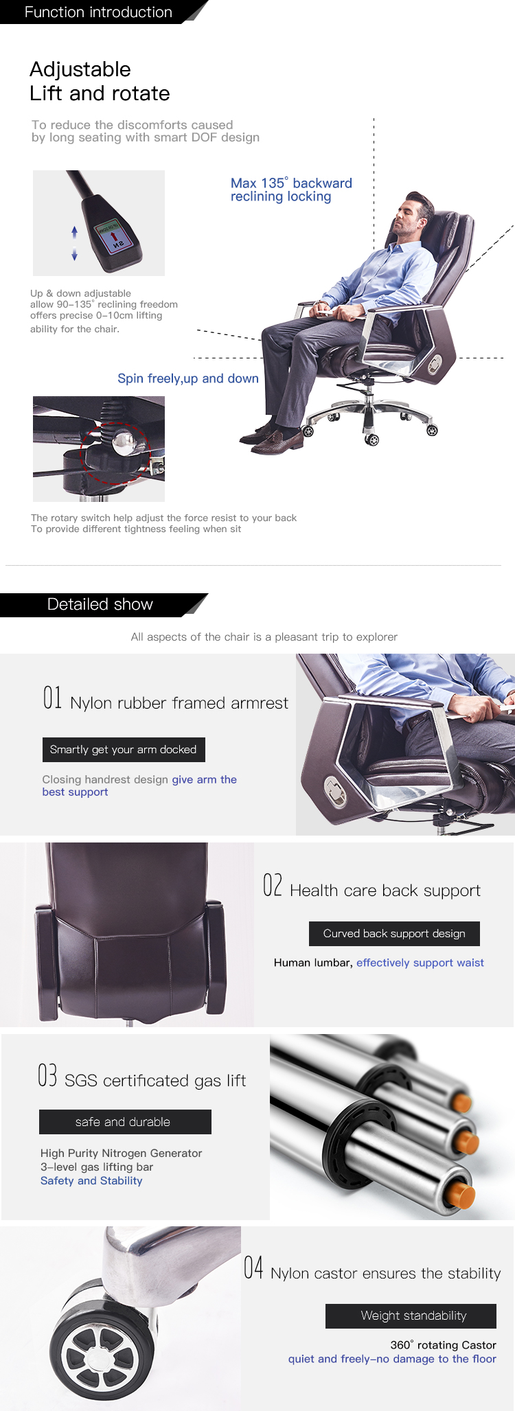 High quality luxury Boss swivel revolving manager office chair leather executive office chair