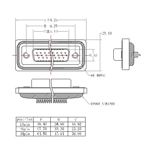 WHDB01-MXXXXXXX 11 D-SUB MALE STRAIGHT WATERPROOF TYPE