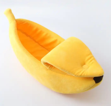 New Design Semi-open Super Soft Warm Cute Emulational Banana Pet Cat Indoor Sleeping Sofa House Bed