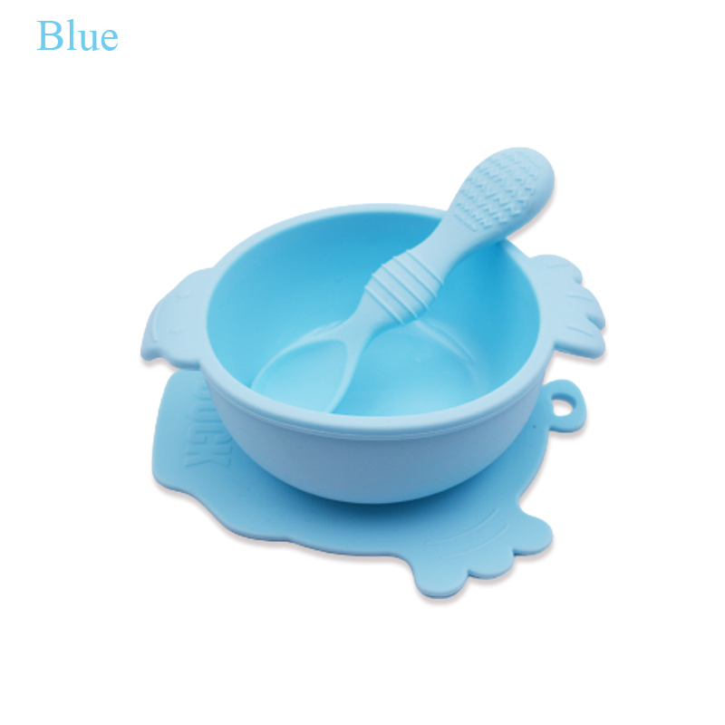 Eco-friendly baby dinner bowls feeding set heat resistant baby silicone bowl with spoon