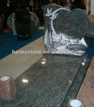 European Olive Green Granite Tomb Headstone