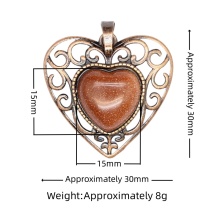 Ruby zoisite 15MM Cabs Antique Bronze Alloy Heart Pendantfor DIY Making Jewelry