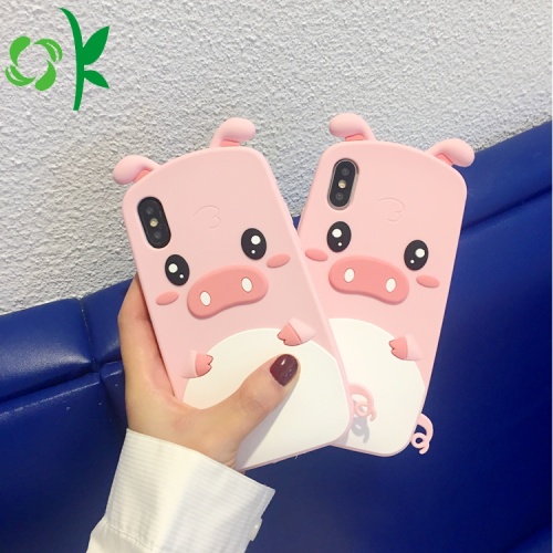 Funda de silicona blanda de silicona rosa de Hot Pink Pig