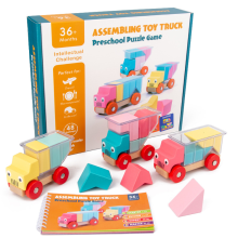 Montessori Assembled Truck Game: Educational Wooden Toys & Logic Building Blocks for Kids