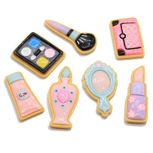 Hot populaire et Kawaii maquillage ensemble Flatback résine Cabochons ongles Polisa miroir rouge à lèvres maquillage Slime charmes embellissements