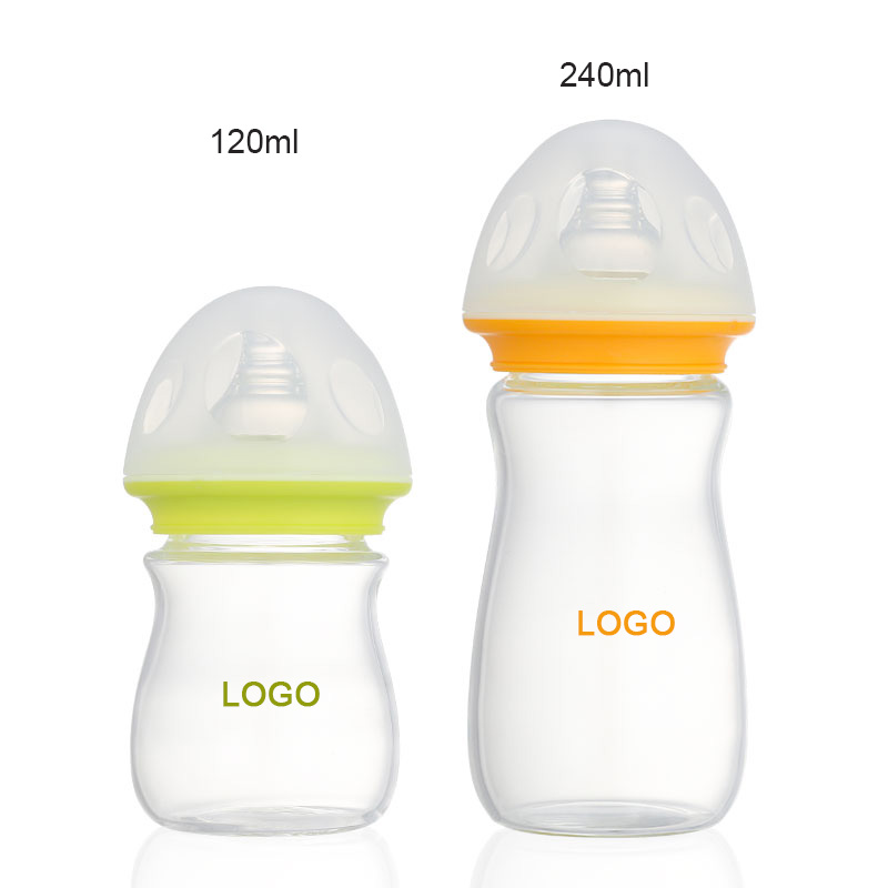 OEM service factory feeding supplies baby milk bottle wide neck baby glass bottle