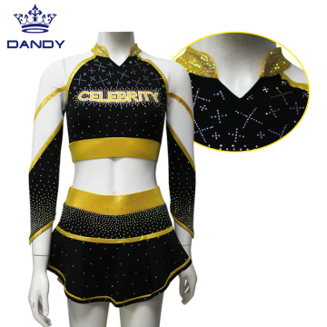 Anpassade cheerleading outfits Gold Cheer Uniforms