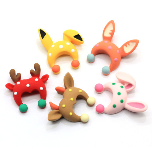 100Pcs / Lot Kawaii Cartoon Animal Hat Flatback Resin Cabochons 20 * 24MM Resin Animal Hat Craft Κοσμήματα