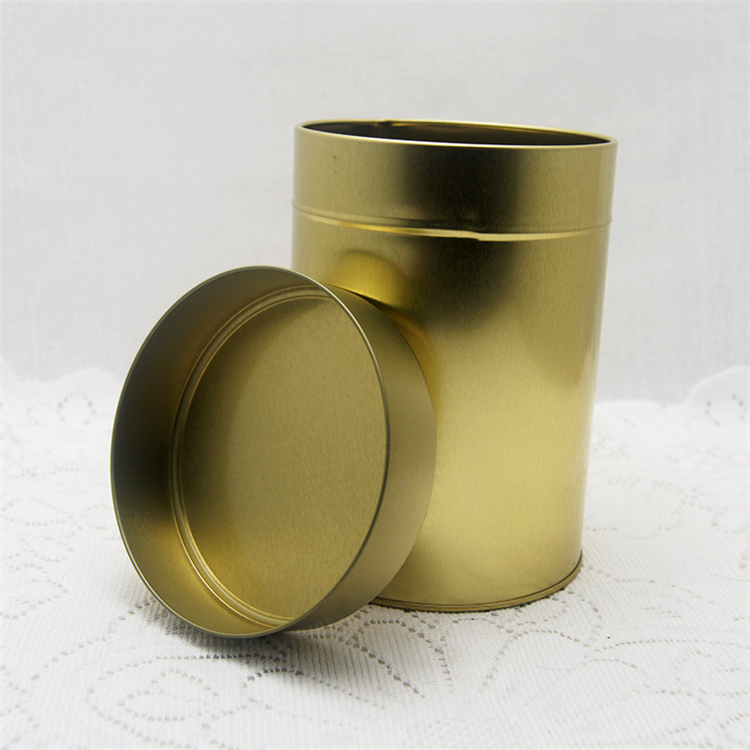 Custom Logo Gold Color Round Tea Tin Box