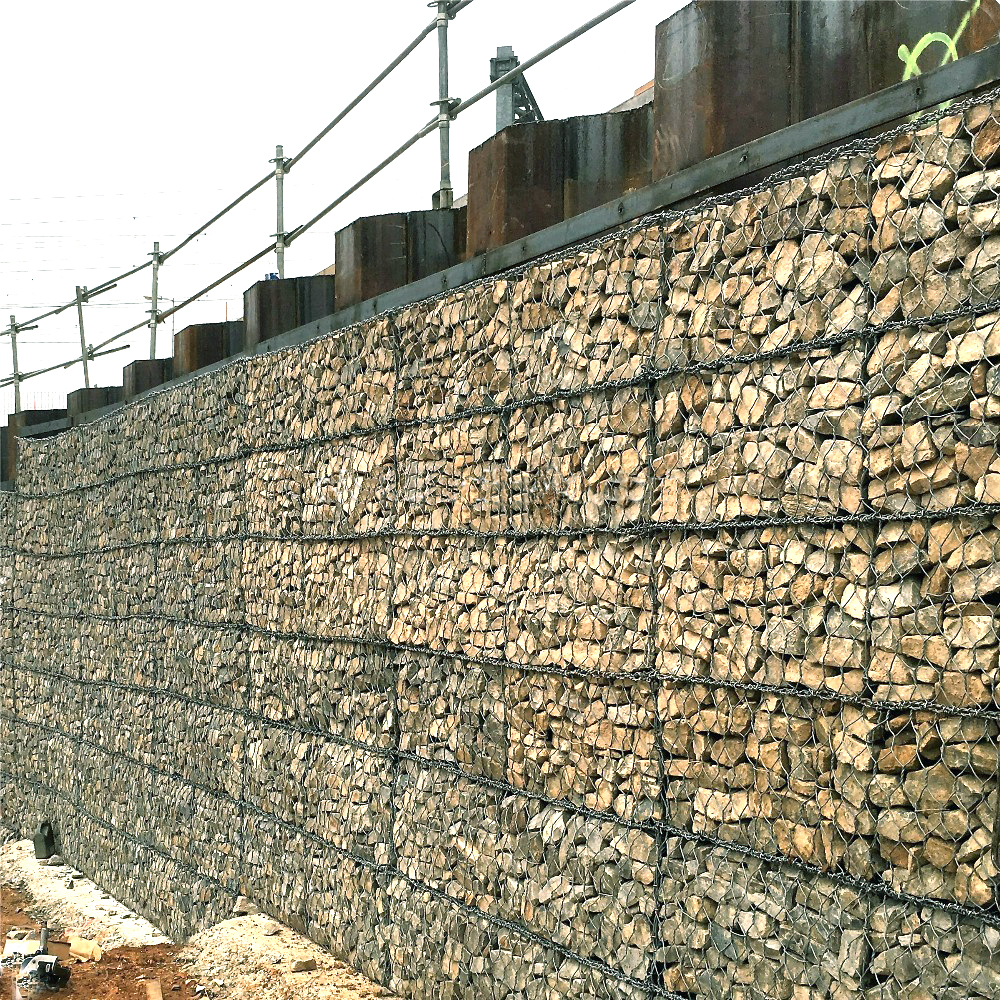 Malha de arame de aço revestida de PVC Gabion BOX