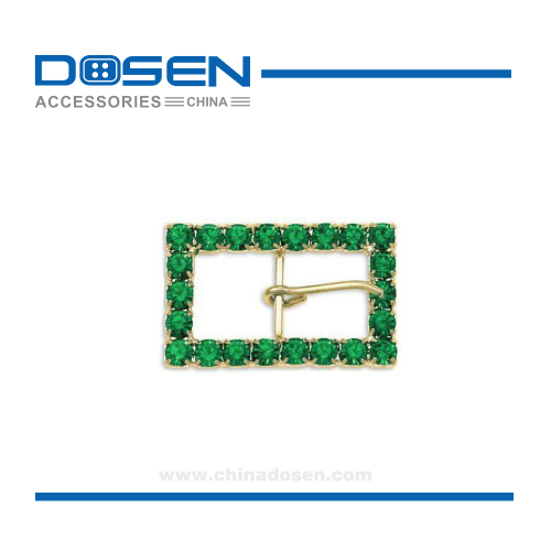 Glitter Emerald Rhinestone Crystal Square Zinc Alloy Belt Pin Buckle Decorative Strap Buckle Head for Bag Bracelet Leather Belt