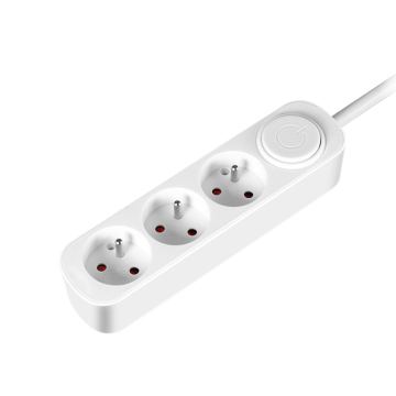 France 3-socket power strip with button
